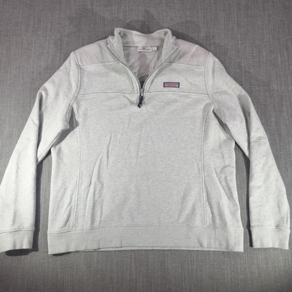 Vineyard Vines Sweatshirt Mens XL Gray 1/4 Zip Fleece Mock Neck Pullover Logo